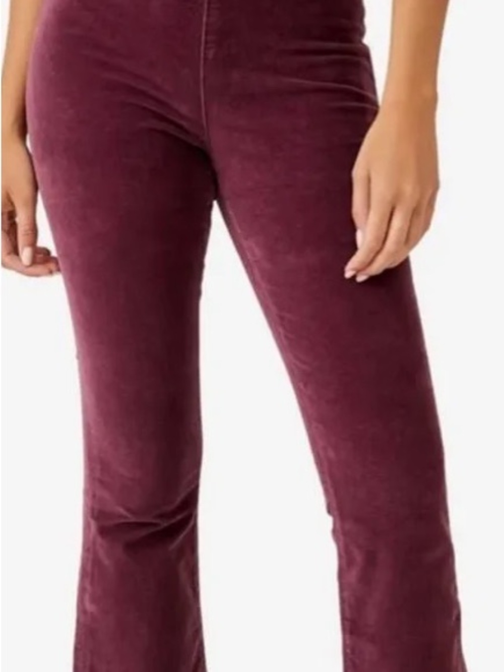 Free People In My Feelings Velvet Crop Flare Pants Fig Plum L